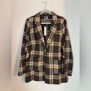 Chocolate Brown Plaid Blazer